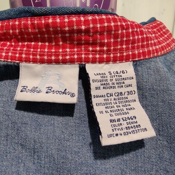 Bobbie Brooks heart embroidery denim button up shirt - Picture 7 of 8